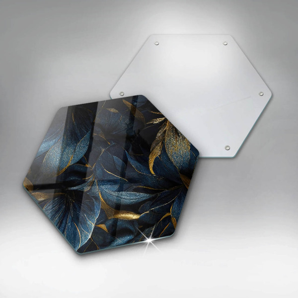 Steklena podloga za rezanje Okrasni listi z zlatom