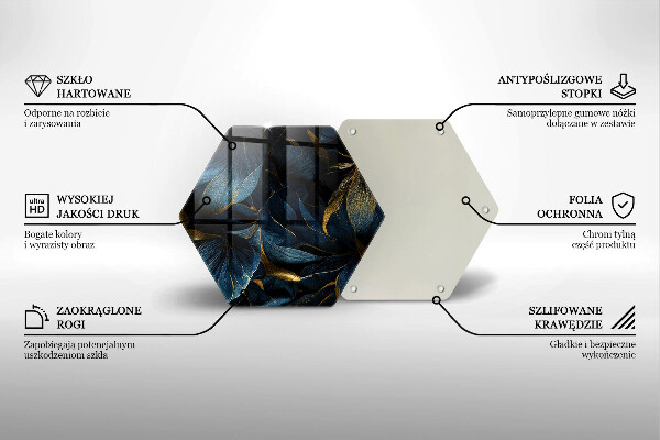 Steklena podloga za rezanje Okrasni listi z zlatom