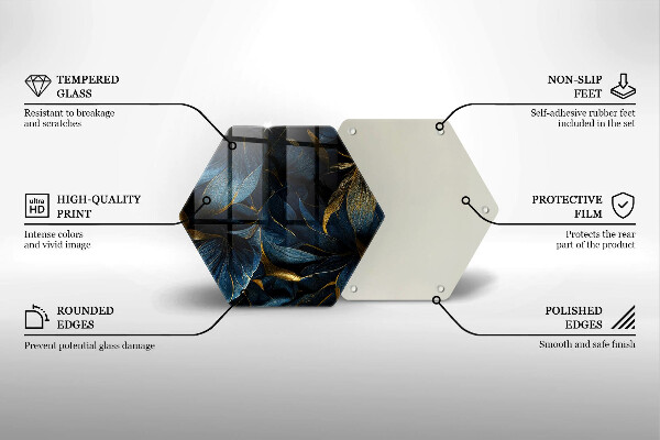 Steklena podloga za rezanje Okrasni listi z zlatom
