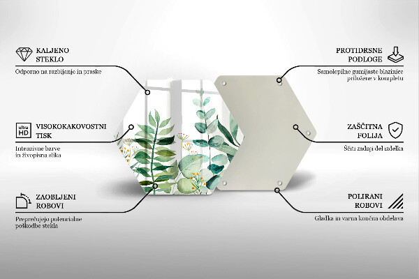 Steklena podloga za rezanje Ilustracija rastlinskih listov