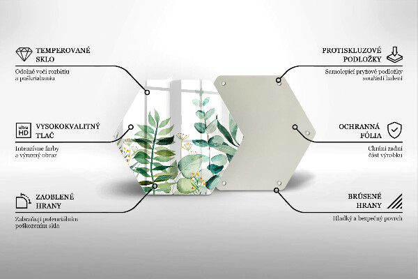 Steklena podloga za rezanje Ilustracija rastlinskih listov