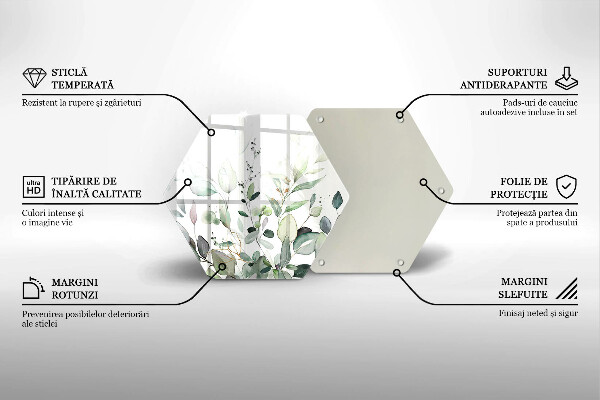 Steklena podloga za rezanje Akvarelne rastline