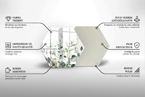 Steklena podloga za rezanje Akvarelne rastline