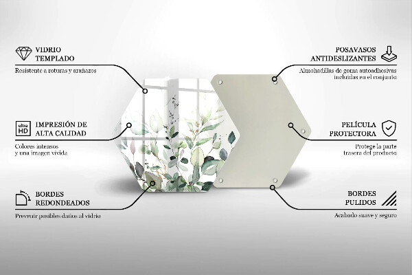 Steklena podloga za rezanje Akvarelne rastline