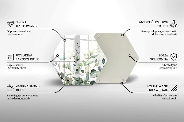 Steklena podloga za rezanje Akvarelne rastline