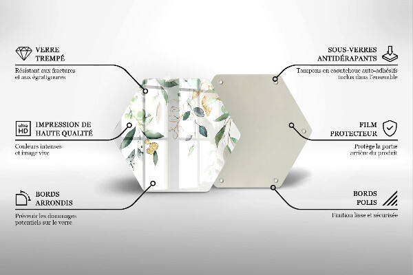 Steklena podloga za rezanje Akvarelni listi