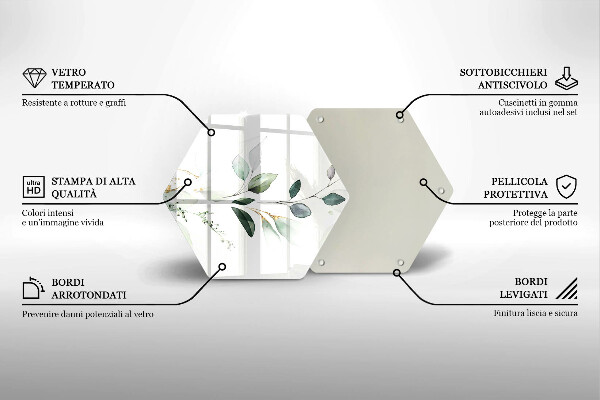 Steklena podloga za rezanje Akvarelni listi