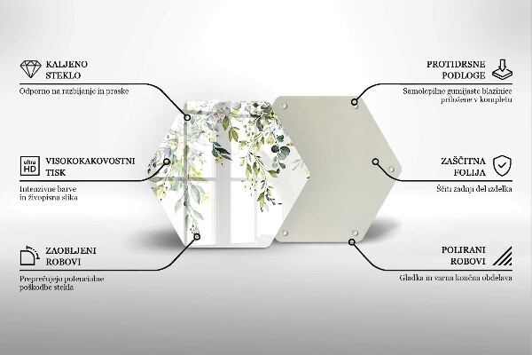 Steklena podloga za rezanje Okrasni listi in cvetovi