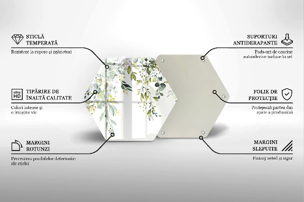 Steklena podloga za rezanje Okrasni listi in cvetovi