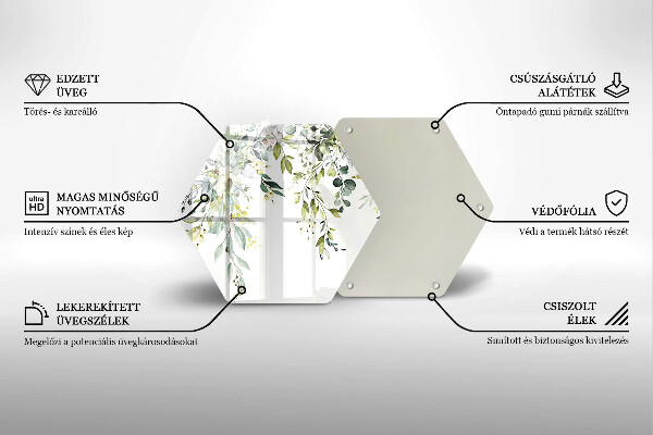 Steklena podloga za rezanje Okrasni listi in cvetovi