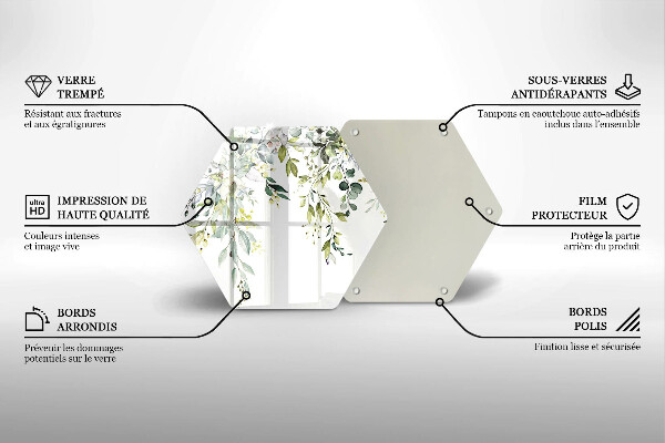 Steklena podloga za rezanje Okrasni listi in cvetovi