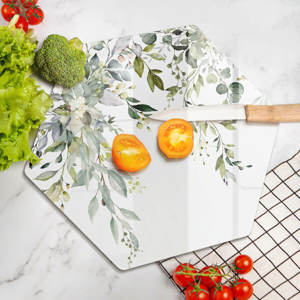 Steklena podloga za rezanje Okrasni listi in cvetovi