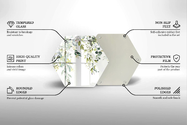 Steklena podloga za rezanje Okrasni listi in cvetovi