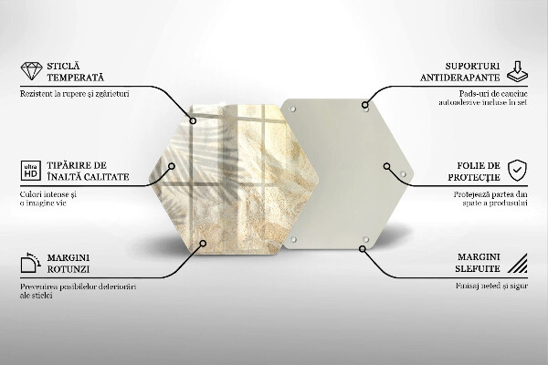 Steklena podloga za rezanje Palmovi listi in pesek