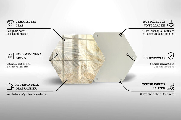 Steklena podloga za rezanje Palmovi listi in pesek