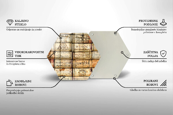 Steklena podloga za rezanje Stari vinski zamaški