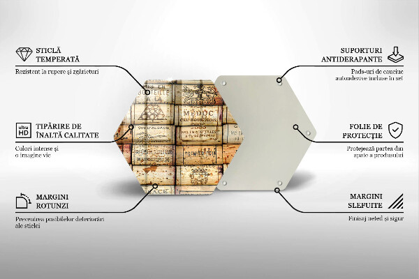 Steklena podloga za rezanje Stari vinski zamaški