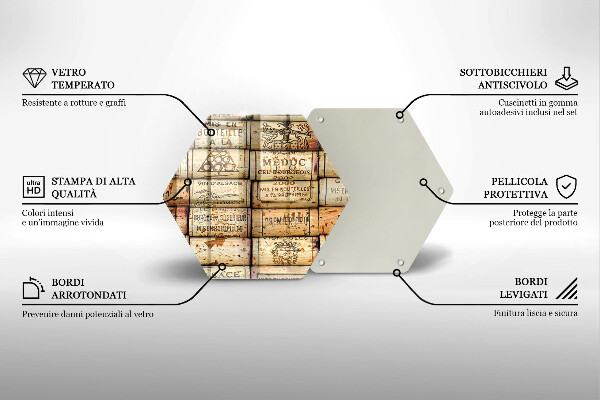 Steklena podloga za rezanje Stari vinski zamaški
