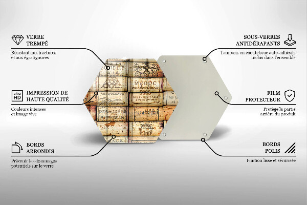 Steklena podloga za rezanje Stari vinski zamaški
