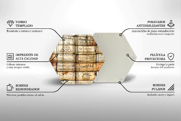 Steklena podloga za rezanje Stari vinski zamaški