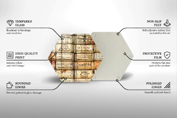 Steklena podloga za rezanje Stari vinski zamaški