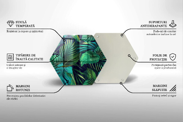 Steklena podloga za rezanje Ilustracija listov iz džungle