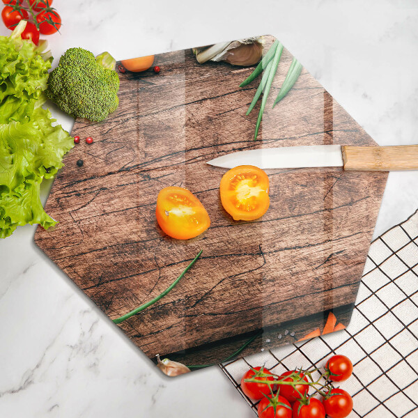 Steklena podloga za rezanje Lesena kuhinjska deska