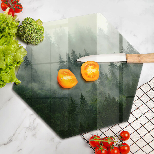 Steklena podloga za rezanje Meglena gozdna pokrajina