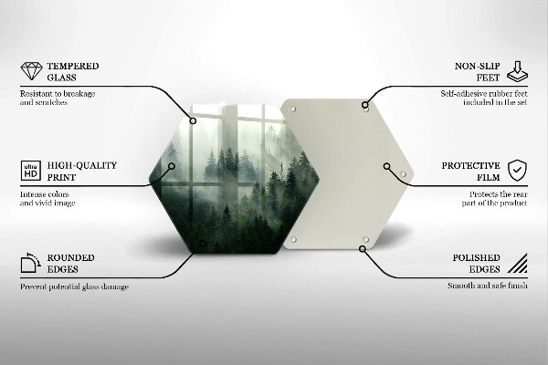 Steklena podloga za rezanje Meglena gozdna pokrajina