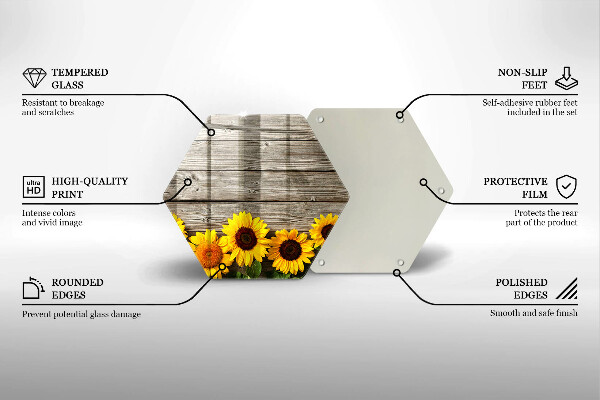 Steklena podloga za rezanje Sončnice na deskah