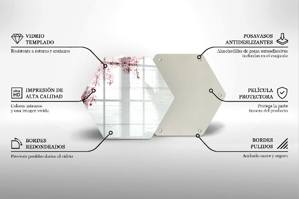 Steklena podloga za rezanje Rože na deskah