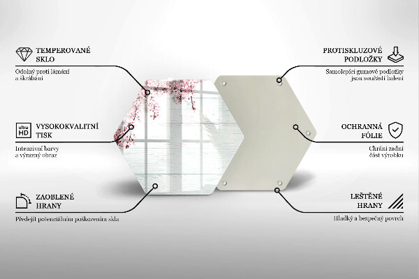 Steklena podloga za rezanje Rože na deskah