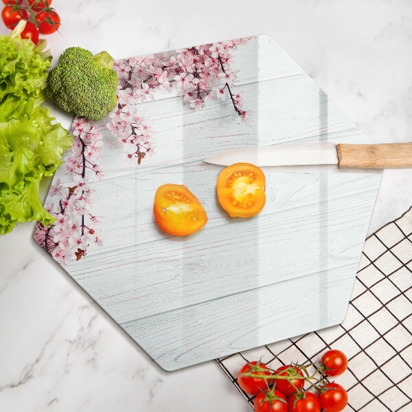 Steklena podloga za rezanje Rože na deskah