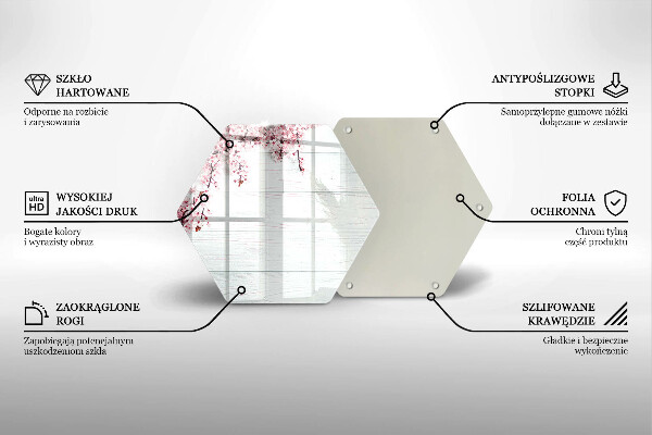 Steklena podloga za rezanje Rože na deskah