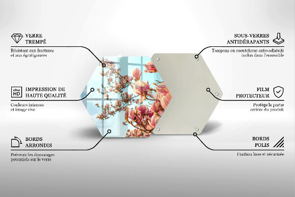 Steklena podloga za rezanje Drevo rožnatih cvetov