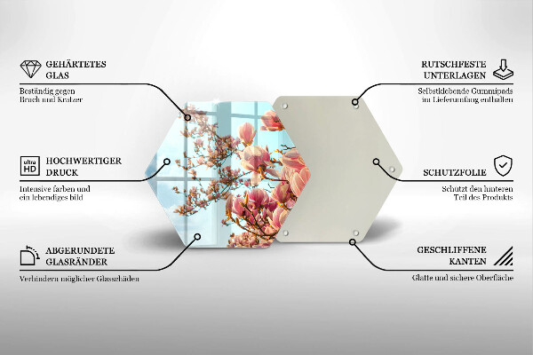 Steklena podloga za rezanje Drevo rožnatih cvetov