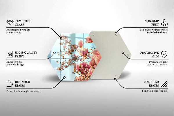 Steklena podloga za rezanje Drevo rožnatih cvetov