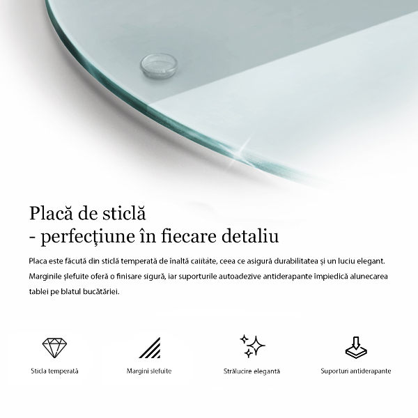 Prozorna steklena podloga za rezanje 30 cm