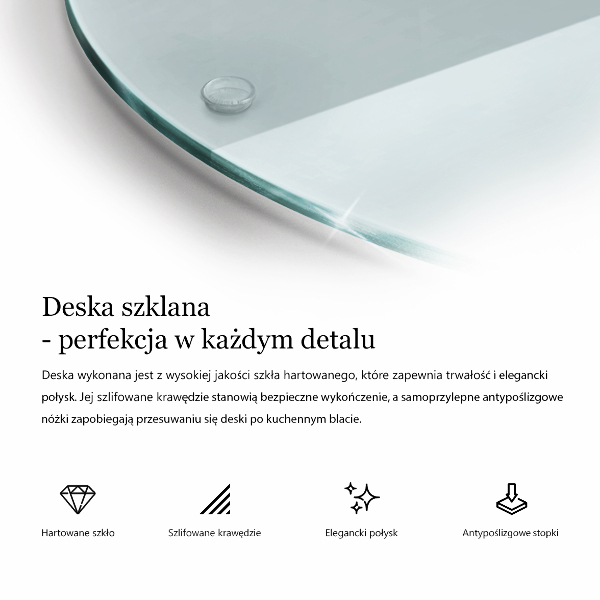 Prozorna steklena podloga za rezanje 40 cm