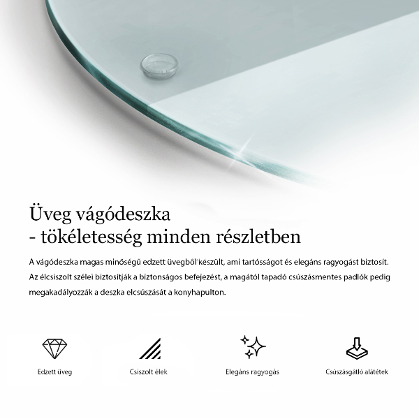 Prozorna steklena podloga za rezanje 40 cm