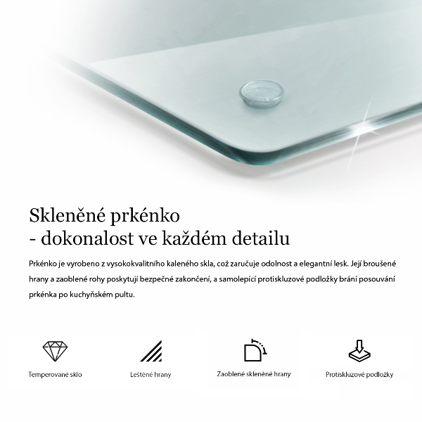 Prozorna steklena podloga za rezanje 80x52 cm