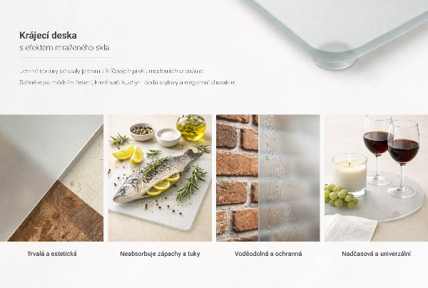 Steklena kuhinjska deska s silikonskimi nogicami fi40 cm