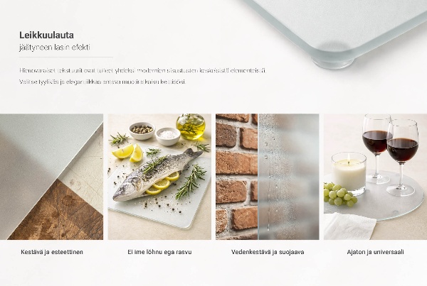 Steklena kuhinjska deska s silikonskimi nogicami fi40 cm