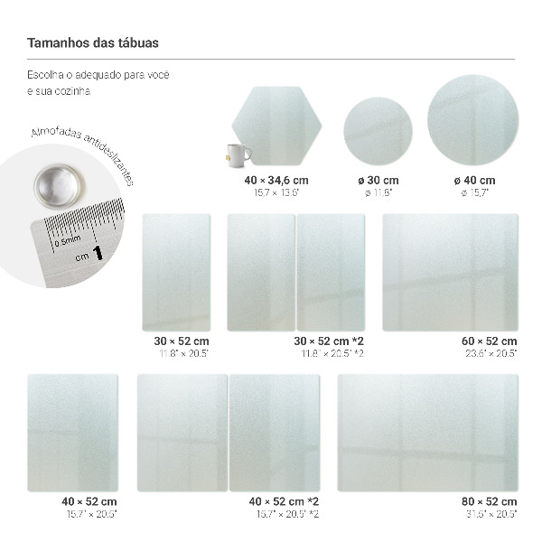Steklena kuhinjska deska s silikonskimi nogicami premera 40 cm