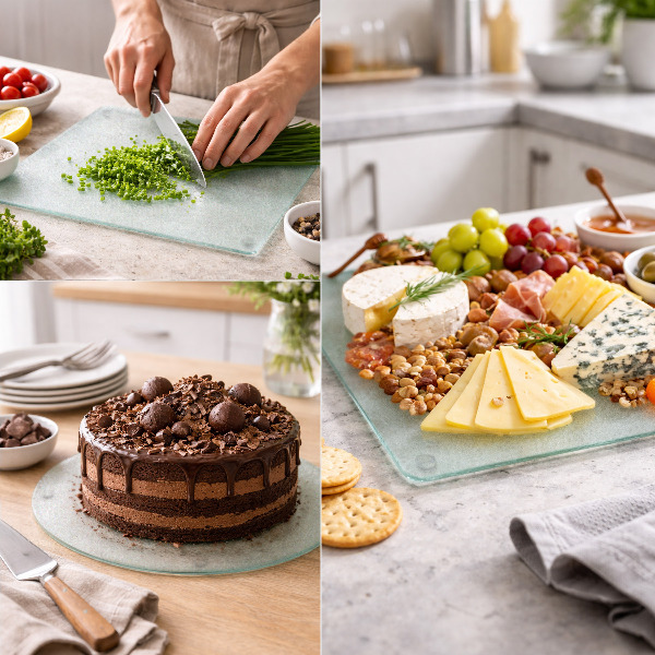 Unikatna steklena kuhinjska deska 52x30 cm