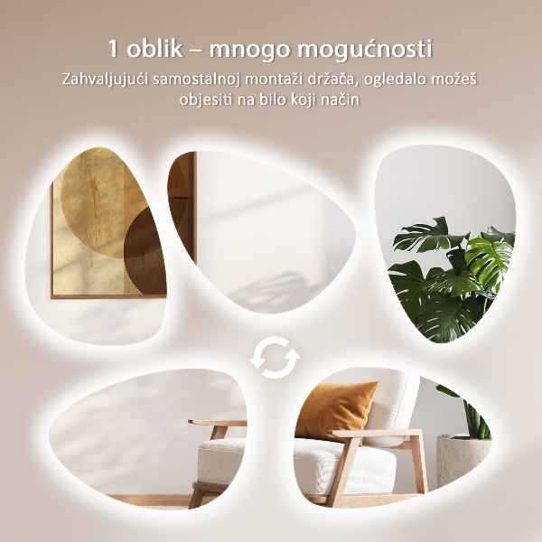 Ogledalo jajce LED 57x80 cm