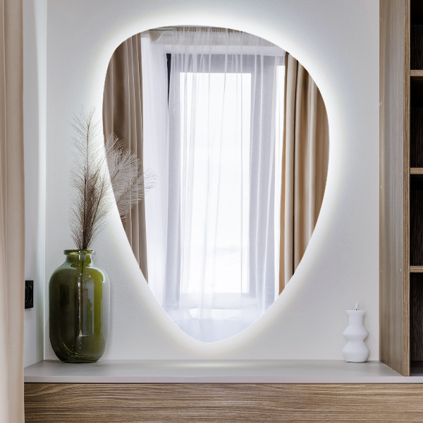 Stensko jajčasto ogledalo LED 64x90 cm