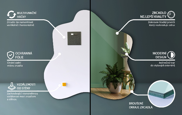 Ogledalo packe asimetrično 48x48 cm