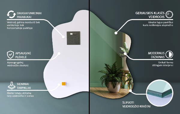 Ogledalo packe asimetrično 48x48 cm