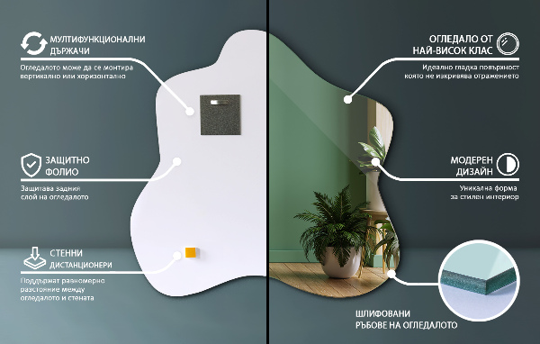 Ogledalo packe asimetrično 48x48 cm